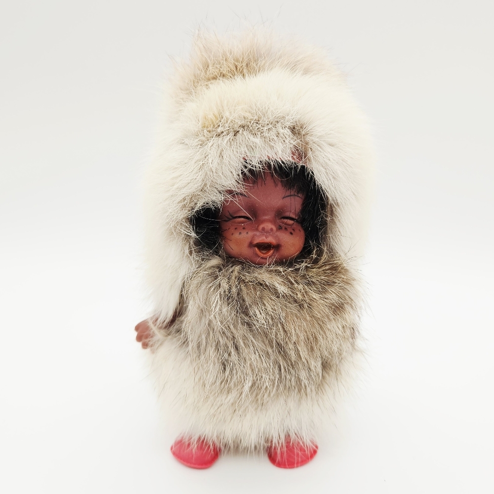 VINTAGE | Inuit Native American fur hat jacket doll